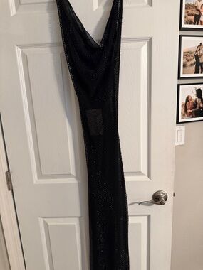 Forever 21 Black Sheer Mesh Maxi Dress with Sparkle